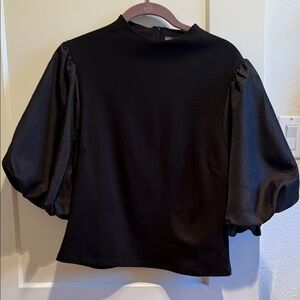 Sunday in Brooklyn Black Puff Sleeve Blouse
